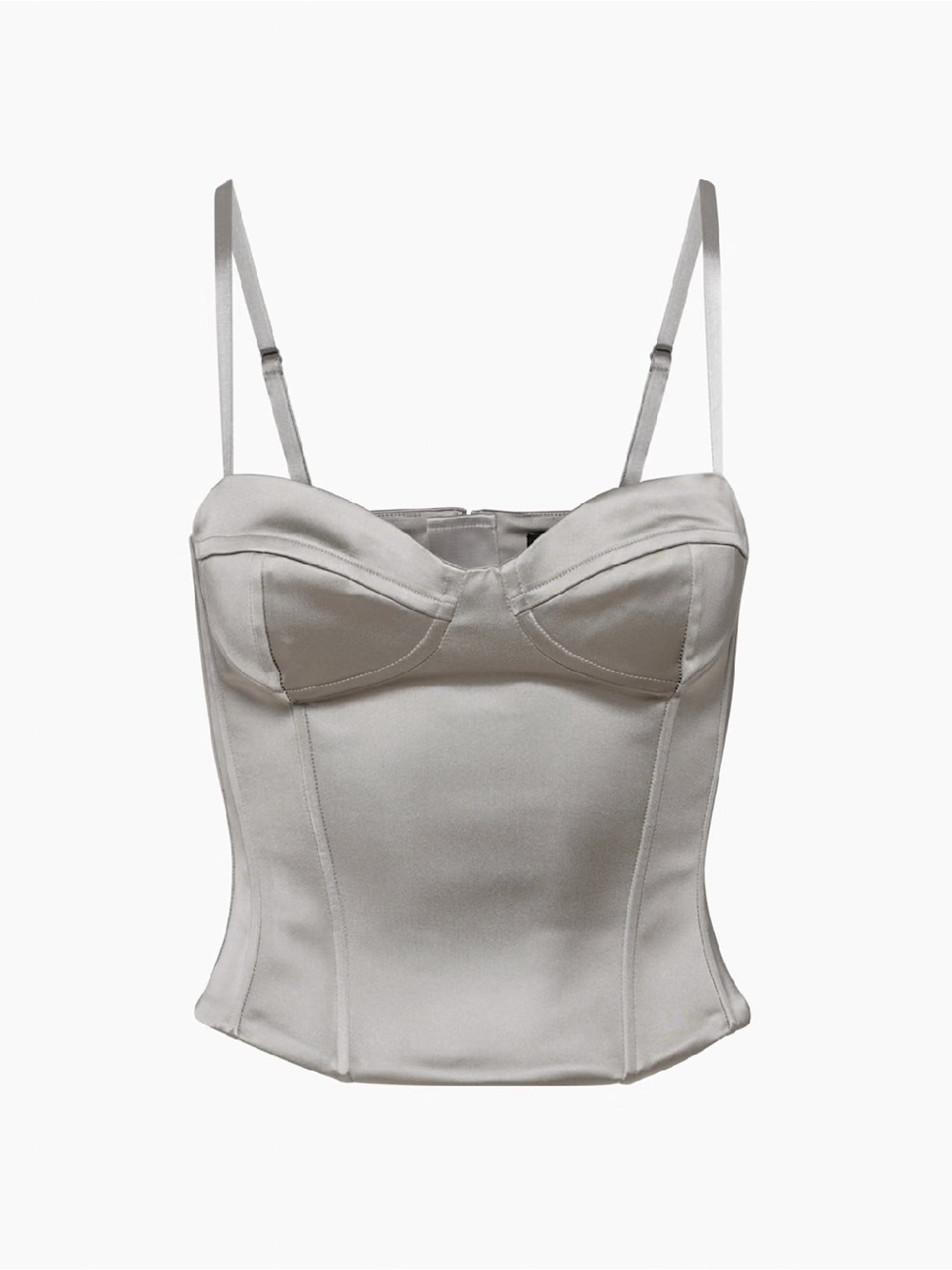 Aritzia Dazzle Satin Bustier Corset Top in Light Ashen